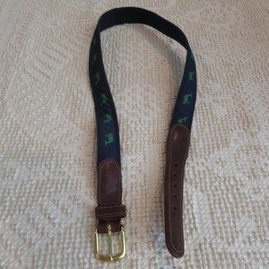 Preston Retro 80s Preppy Leather & Canvas Whale Belt